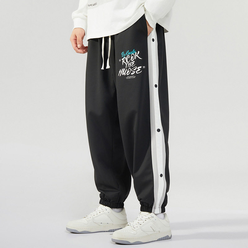 加肥加大码大码休闲裤潮流印花长裤加加大胖子佬运动排扣裤春秋男