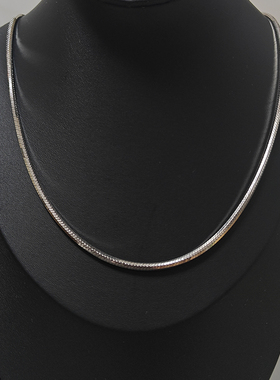 嘻哈纯银镀白金加粗八角蛇骨链