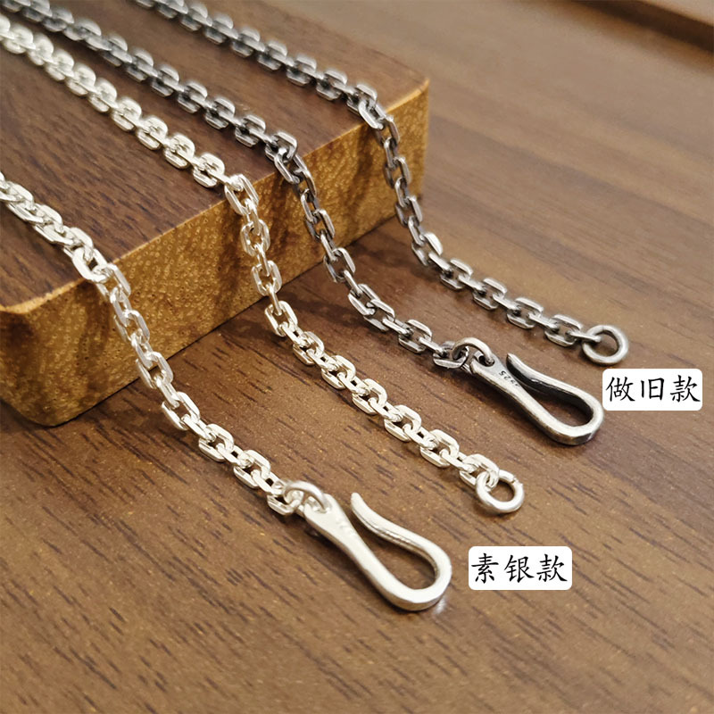 日韩简约复古纯银太角链个性