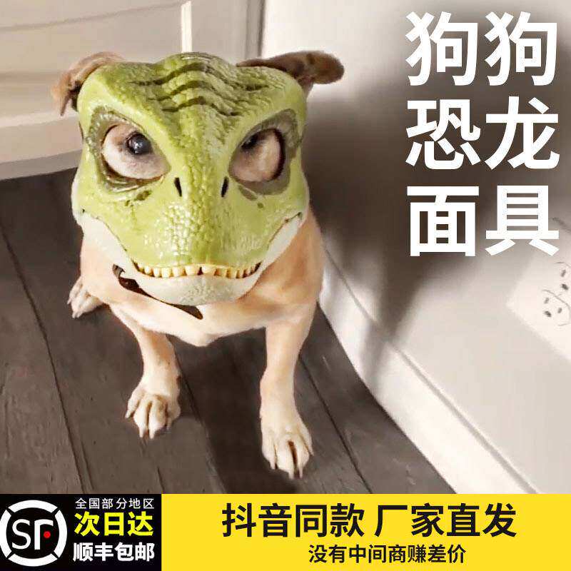 狗狗恐龙面具头套张嘴喂食侏罗纪霸王龙宠物全脸面罩嘎啦搞笑下巴