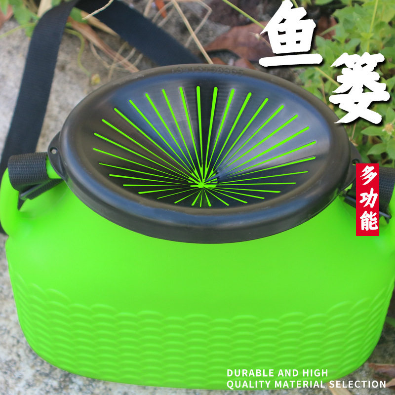 加密塑料鱼篓子装鱼篓抓黄鳝泥鳅鱼桶路流摸鱼虾背篓挂腰小篓户外