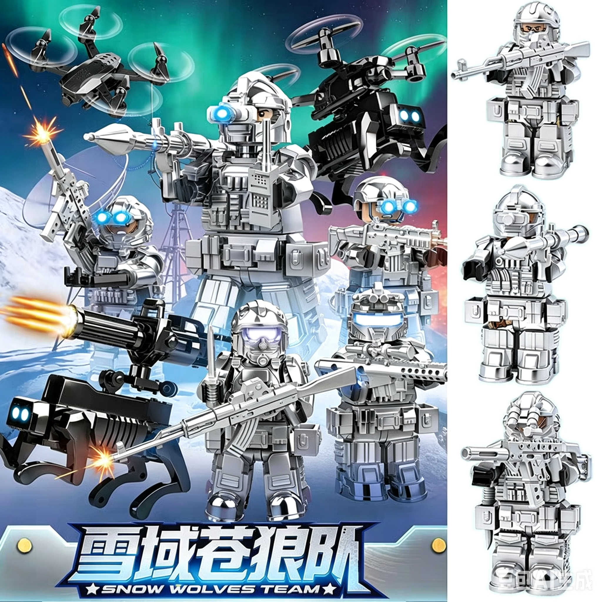 制奇1031雪域苍狼特战队盲袋积木小人仔益智拼装积木玩具儿童模型