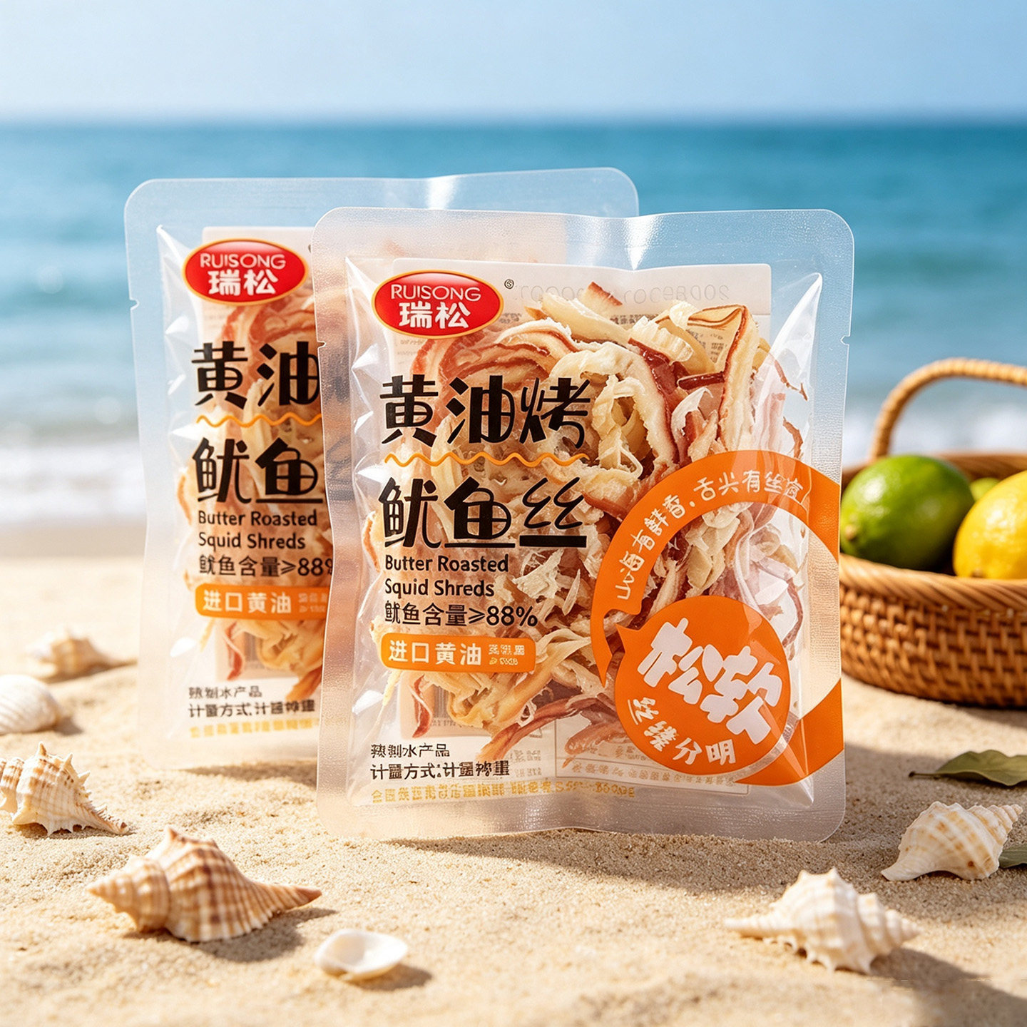 瑞松黄油烤鱿鱼丝袋装即食独立小包装松软鱿鱼休闲解馋海鲜零食品