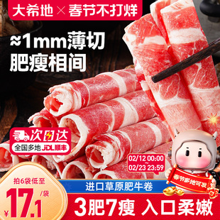 大希地肥牛卷牛肉卷火锅烤肉烧烤食材半成品肉卷非原切雪花牛肉片
