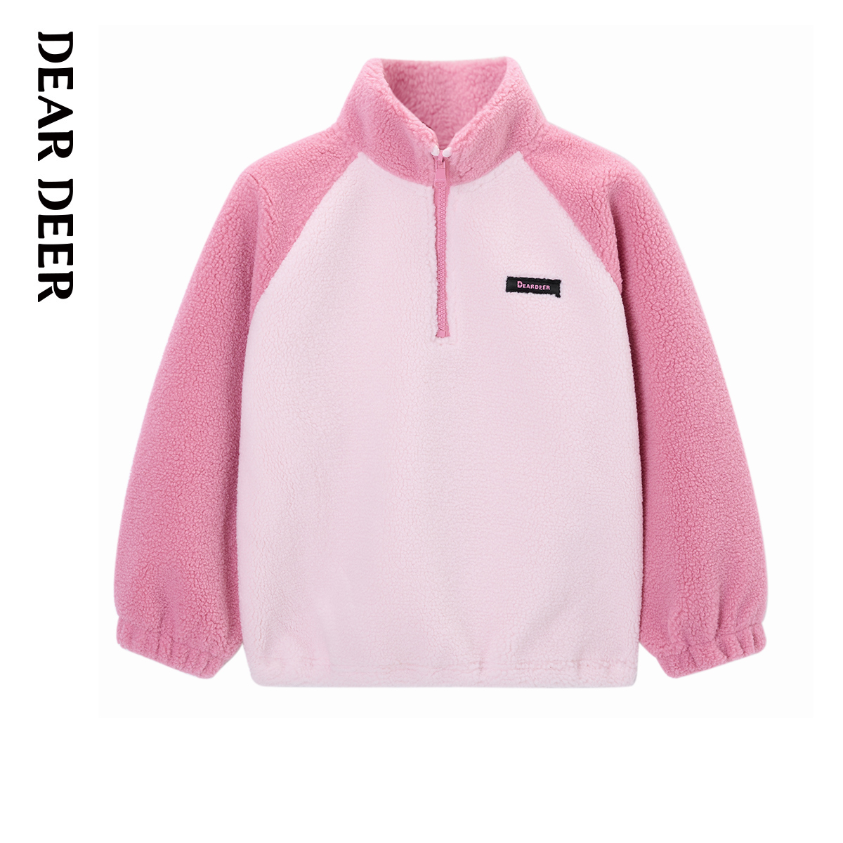 【门店同款】迪迪鹿童装女童摇粒绒儿童冬季新款拼接套头加绒卫衣