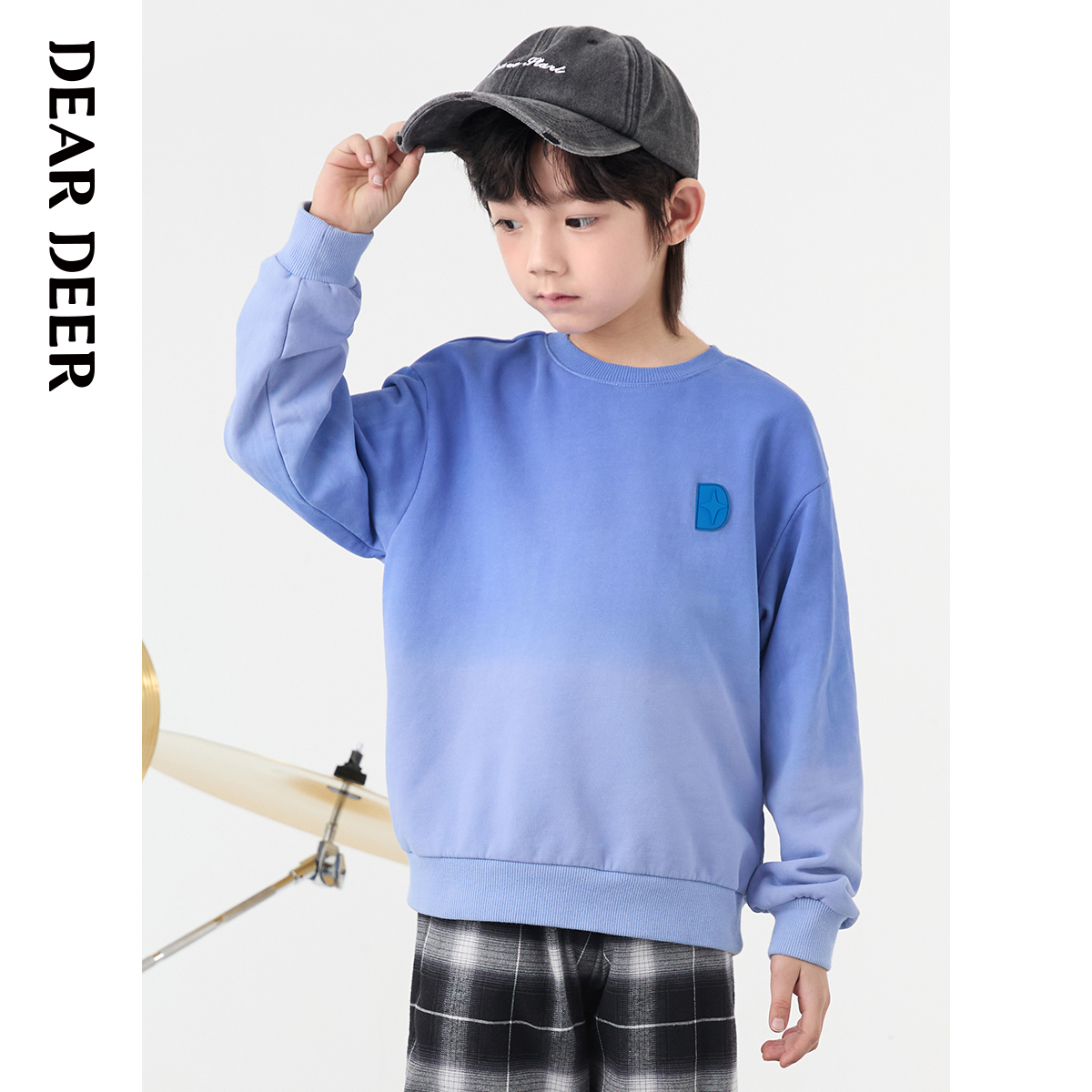 【门店同款】迪迪鹿童装儿童秋季款男大童卫衣圆领套头上衣渐变