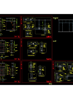 (485)实验室洁净板CAD动态块医院手术室彩钢板工艺做法节点详图