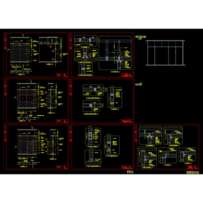 (485)实验室洁净板CAD动态块医院手术室彩钢板工艺做法节点详图