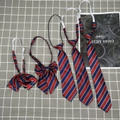 红蓝条纹领带幼儿园小学中学生儿童免打领结