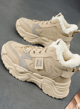 福建晋江品牌女鞋加绒棉鞋蒲田运动鞋泉州莆田浦田源头工厂老爹鞋