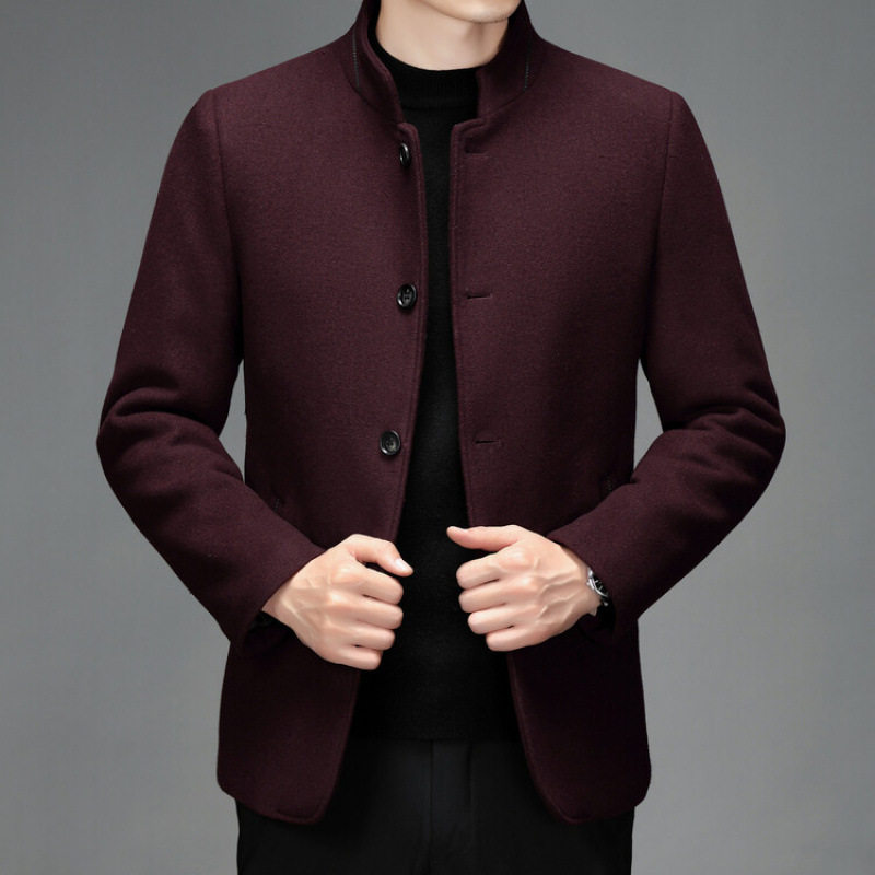 参加婚礼穿的衣服男士中老年喜庆公公岳父羊毛呢西服爸爸正装外套