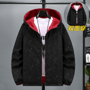 黑红撞色正反两面穿外套男潮高级感痞帅春秋款运动夹克美式棒球服