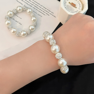 名媛风贵里贵气闪钻发圈高级感轻奢手链发绳两用扎头发高弹力皮绳