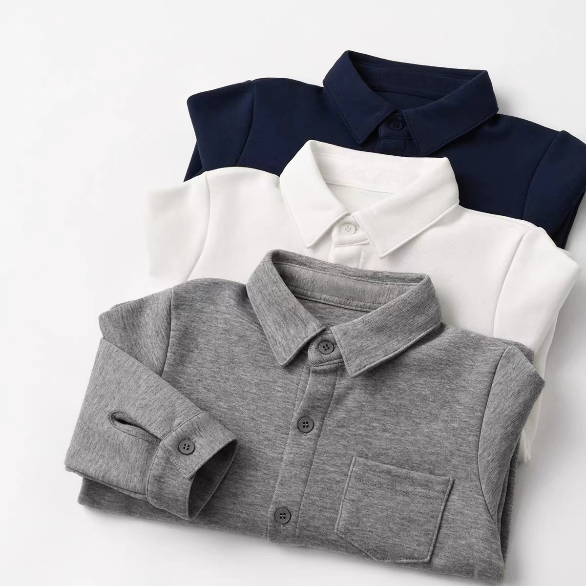 针织棉休闲衬衫翻领290g厚