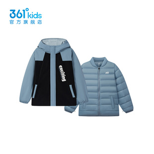 361度儿童羽绒服男童2025冬季新款加厚连帽工装撞色外套K52549602