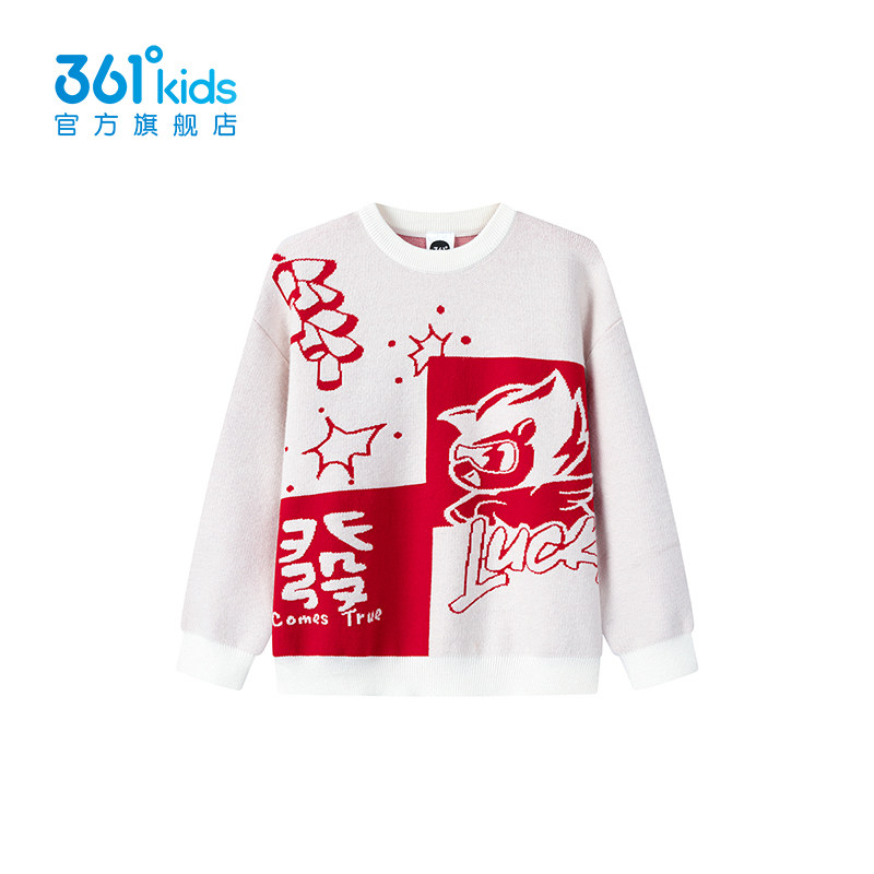 361度男童圆领套头毛衣2025冬季卡通印花针织衫长袖上衣K5261430,童装/婴儿装/亲子装,毛衣/针织衫,淘宝优惠券,粉丝福利购,淘宝优惠卷