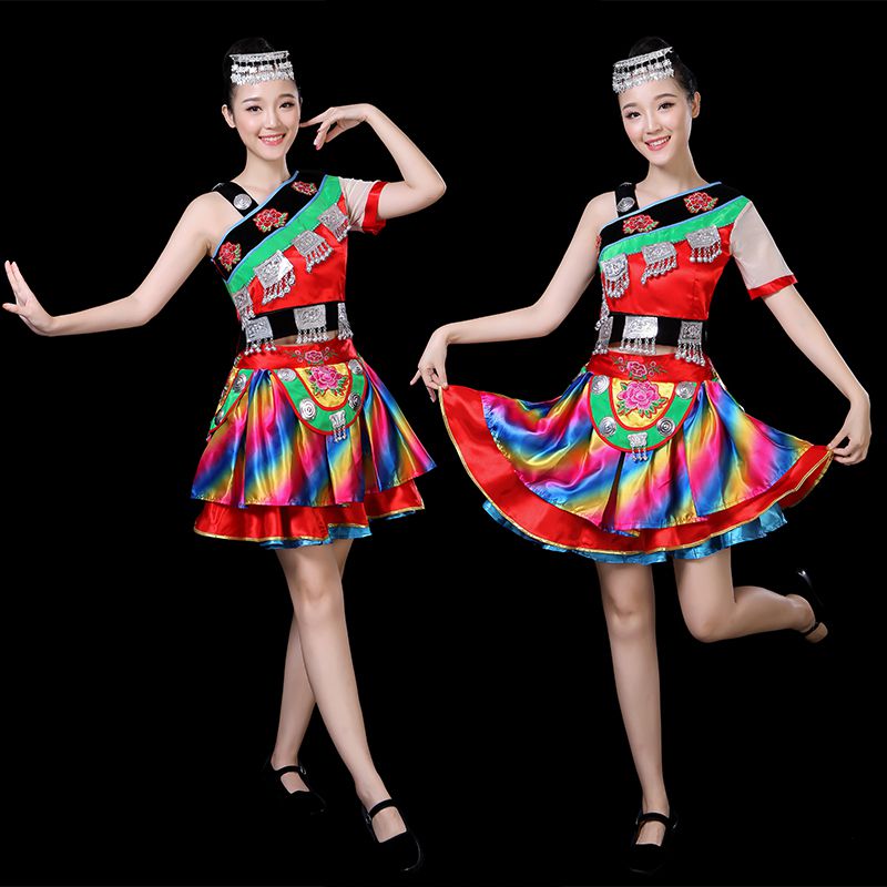 新款苗族服装女少数民族舞蹈演出服贵州瑶族侗族广西壮族表演服饰