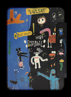 涂鸦2024款ipadpro保护套12.9磁吸ipadair6保护壳10适用苹果平板13电脑11寸mini7防弯轻薄air4搭扣双面夹10.2