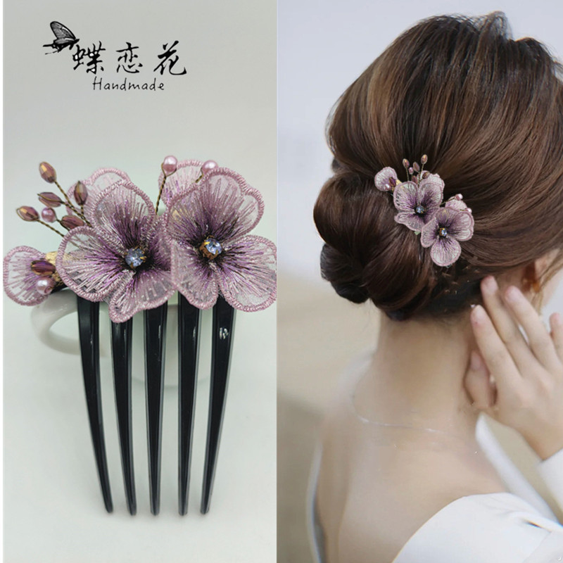 插梳树脂原创手工串珠高端发卡