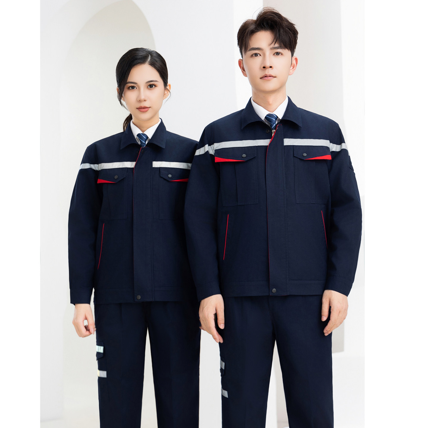 工作服春秋夏定制logo图案反光条