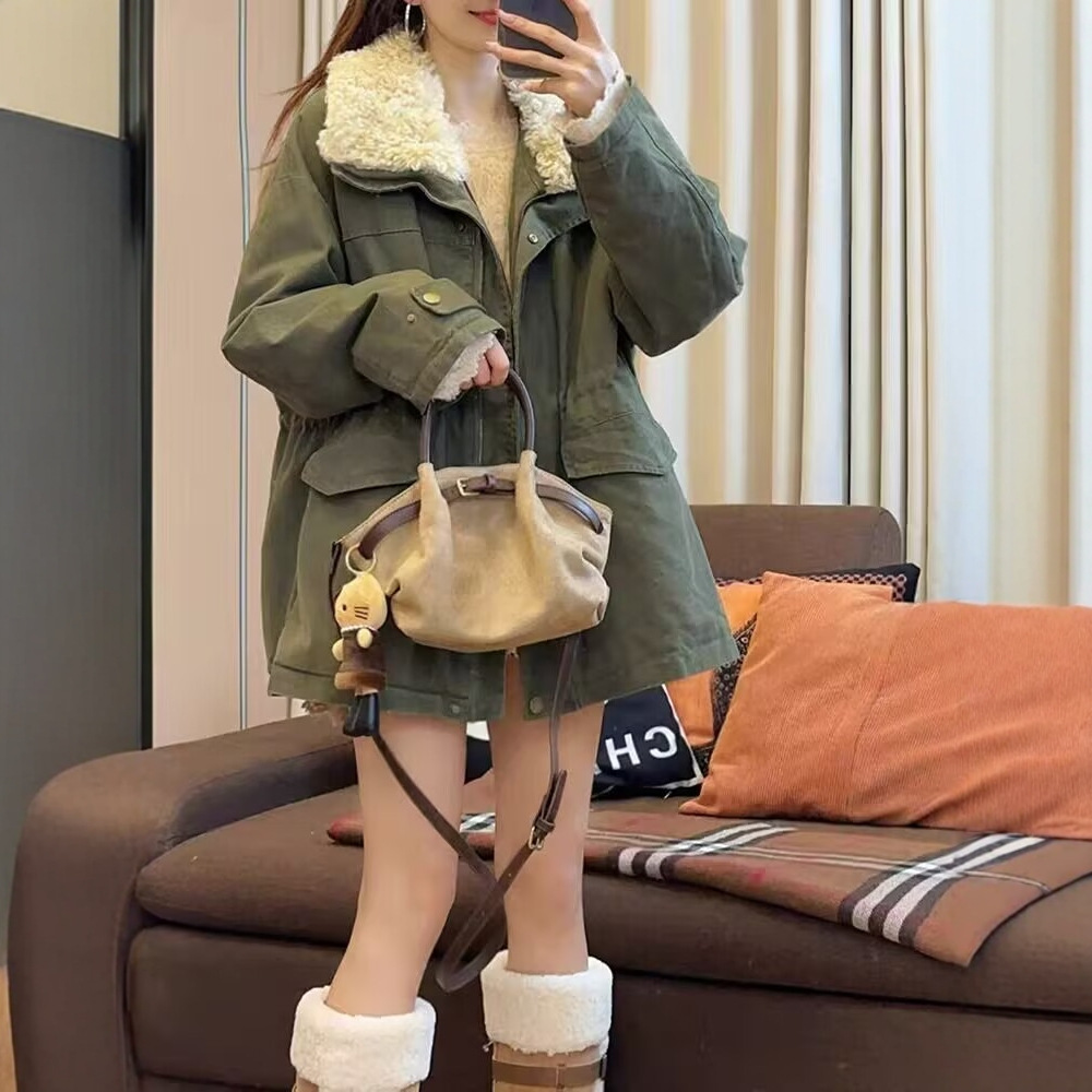 时尚毛毛领棉服外套女202