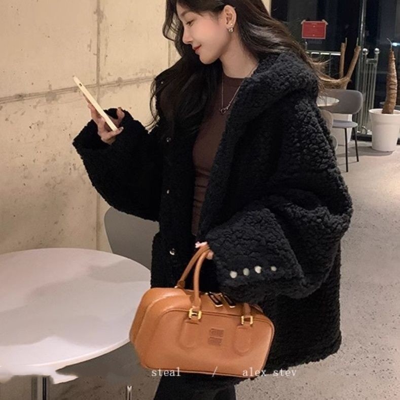 2024慵懒风颗粒羊羔毛外