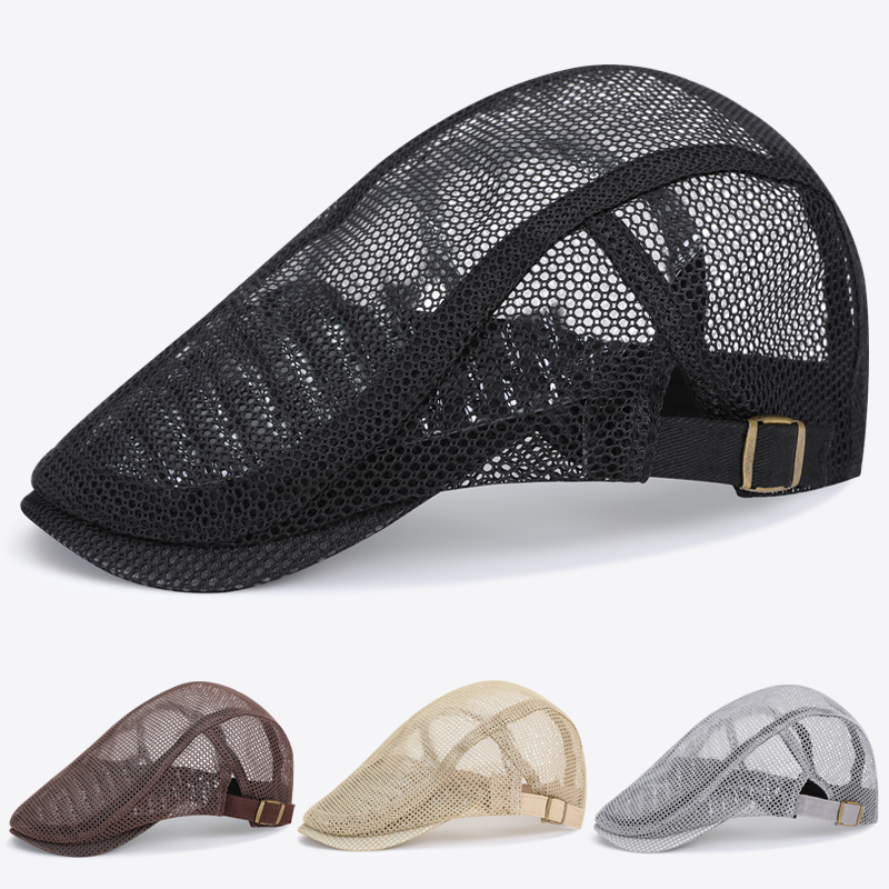帽子男潮夏季贝雷帽女透气网帽鸭嘴帽网眼前进帽夏天百搭鸭舌帽