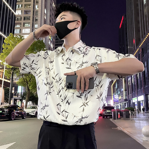CX13-P48 夏季冰丝速干短袖垂感寸衫夏威夷度假花色男装2024新款图片