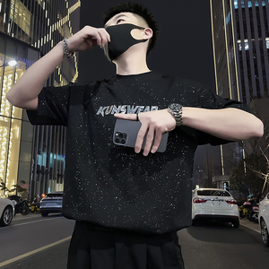 X32-P48 满天星T恤男短袖潮牌夏季男装衣服2024新款男装上衣烫钻图片