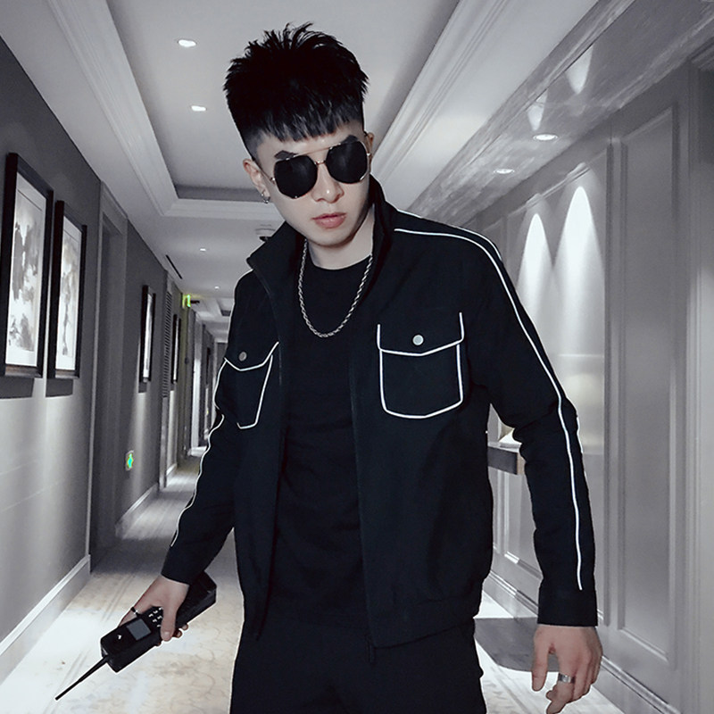 JK006-特批882021新款男士工装翻领休闲潮流反光潮牌百搭夹克,男装夹克,电商A257