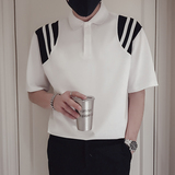 T68-P58拼接条纹短袖Polo衫男夏季高端半袖2023新款翻领T恤潮牌2，男装Polo衫，电商A257