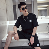 M88网红潮牌超火华夫格夏季两件时尚套装2021潮流帅气男装4，男装休闲套装，电商A257