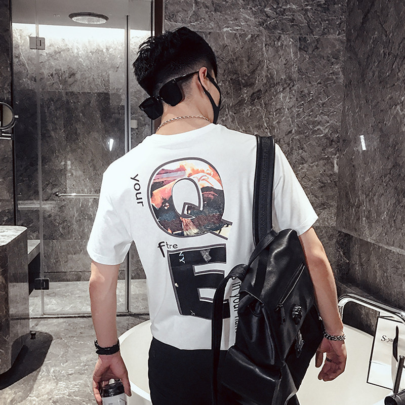 T13夏季男士网红t恤2021新款潮流帅气流行百搭青少年短袖2，男装T恤，电商A257