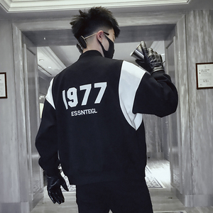 J01-特P128 男士春秋新款2022潮流时尚韩版拼色数字立领外套潮牌图片
