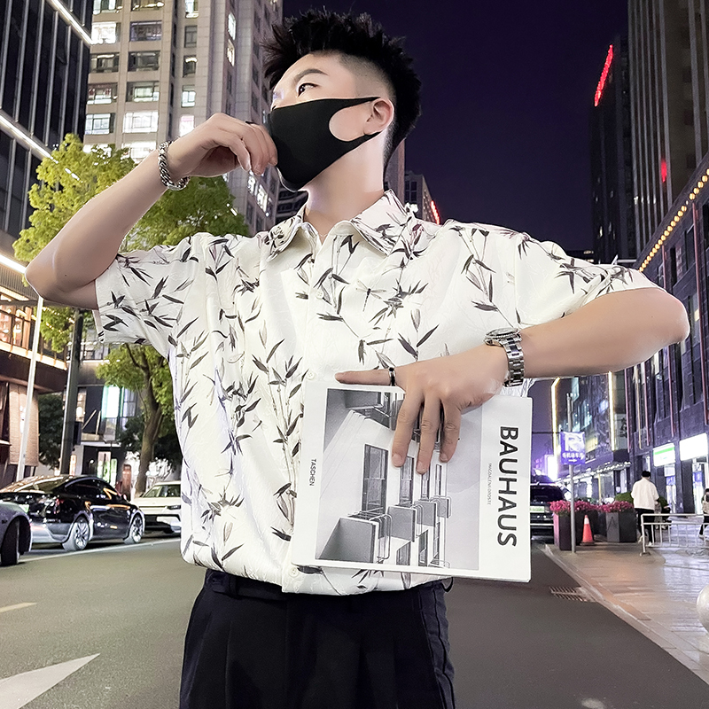 CX13-P48夏季冰丝速干短袖垂感寸衫夏威夷度假花色男装2024新款1，男装衬衫，电商A257