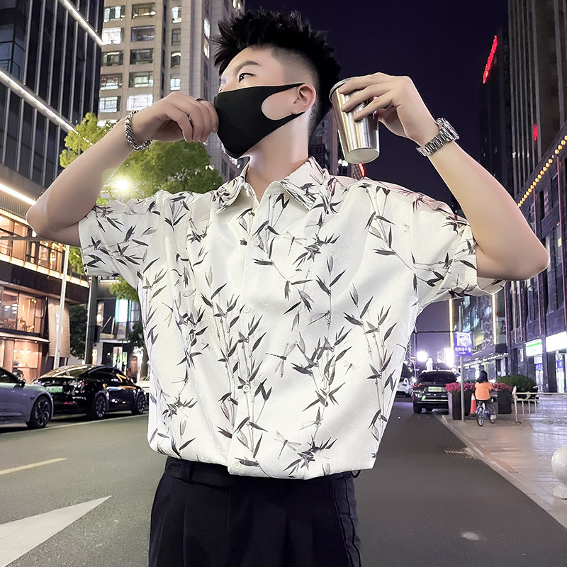 CX13-P48夏季冰丝速干短袖垂感寸衫夏威夷度假花色男装2024新款,男装衬衫,电商A257