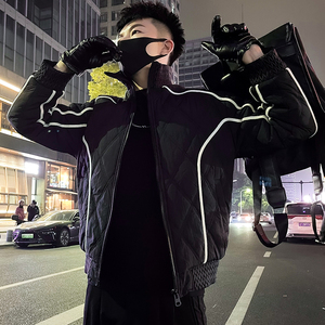 MY98-145 设计感条纹棉衣男冬季潮牌痞帅加厚羽绒棉服2024新款图片