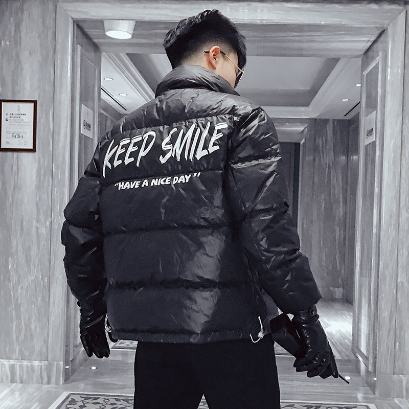 MY08-特P168 新款2021社会小伙羽绒服潮牌ins字母立领保暖外套图片