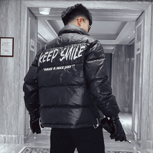 MY08-特P168 新款2021社会小伙羽绒服潮牌ins字母立领保暖外套图片