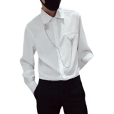 S01衬衫男长袖休闲百搭衬衣潮牌内搭男装上衣黑首，男装衬衫，电商A257