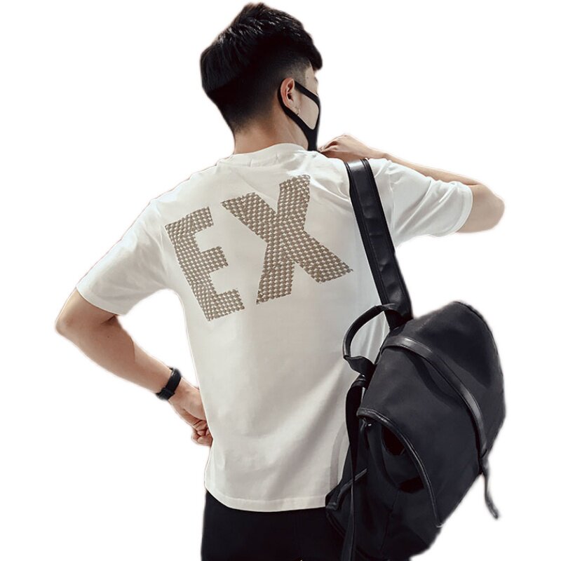 T89-P452024夏季男士t恤韩版印花个性青春百搭学生潮流短袖2,男装T恤,电商A257