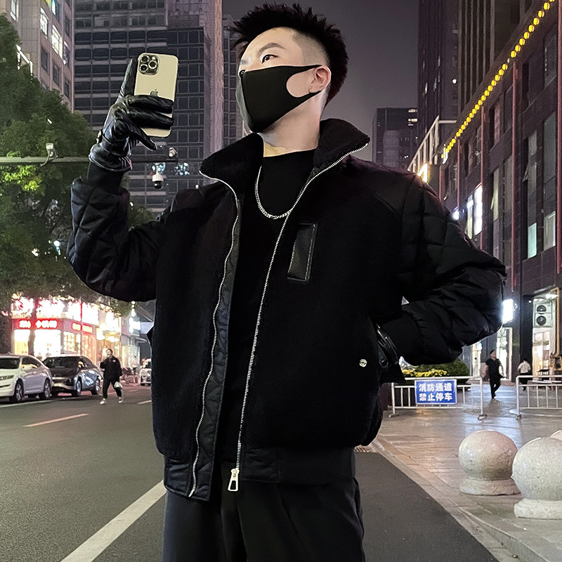 MY83-P158假两件男士拼接棉衣外套2023保暖新款爆潮流高档百搭2,男装棉衣,电商A257
