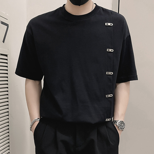 X47-P58 金属装饰T恤男美式短袖ins潮牌2024新款夏季男装图片