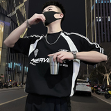 X39-P58美式短袖T恤男撞色男装上衣2024新款男装上衣潮流痞帅气，男装T恤，电商A257