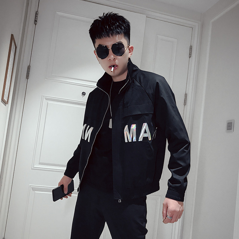 JK808-P105新款男士长袖外套工装休闲立领潮流亮片网红酷炫夹克1,男装夹克,电商A257