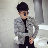 JK502-P105新款痞帅夹克男春秋季韩版潮流修身百搭网红格子，男装夹克，电商A257