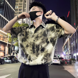 CX11-P48 夏季冰丝速干衬衫男短袖垂感寸衫夏威夷度假花色男装1图片