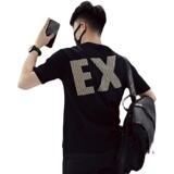 T89-P45夏季2022新款男士T恤ins潮牌半袖字母印花痞帅潮流短袖2，男装T恤，电商A257