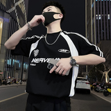 X39-P58美式短袖T恤男撞色男装上衣2024新款男装上衣潮流痞帅气，男装T恤，电商A257