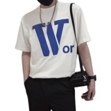 AT39-P48网红潮牌T恤男士2024新款字母短袖休闲百搭上衣2，男装T恤，电商A257